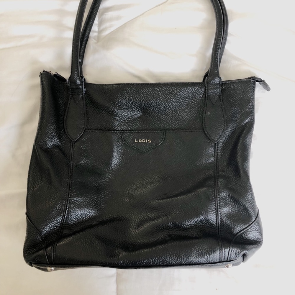 Lodis Black Leather Sierra Large Tote Bag